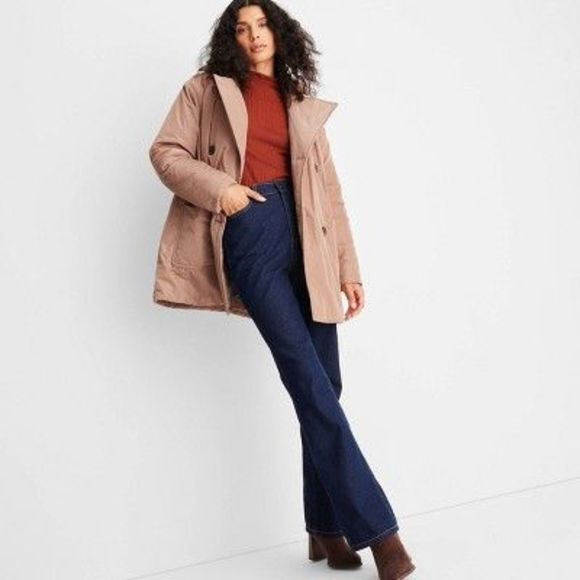 Women's Notched Lapel Double Breasted Puffer Coat - Future Collective with - Picture 2 of 2